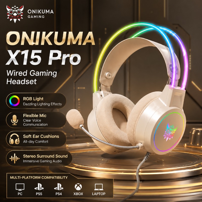 Gaming Headset Rgb - ONIKUMA X15 Pro ゲーミングヘッドセット 有線 RGB