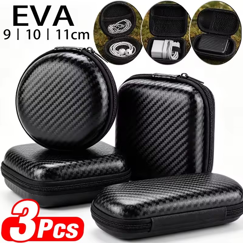 Headphone Case Hard - EVAハードシェル防水ケーブル充電器オーガナイザーバッグケース耐衝撃イヤホンキャリングケースジッパーポーチヘッドホン収納ボックス
