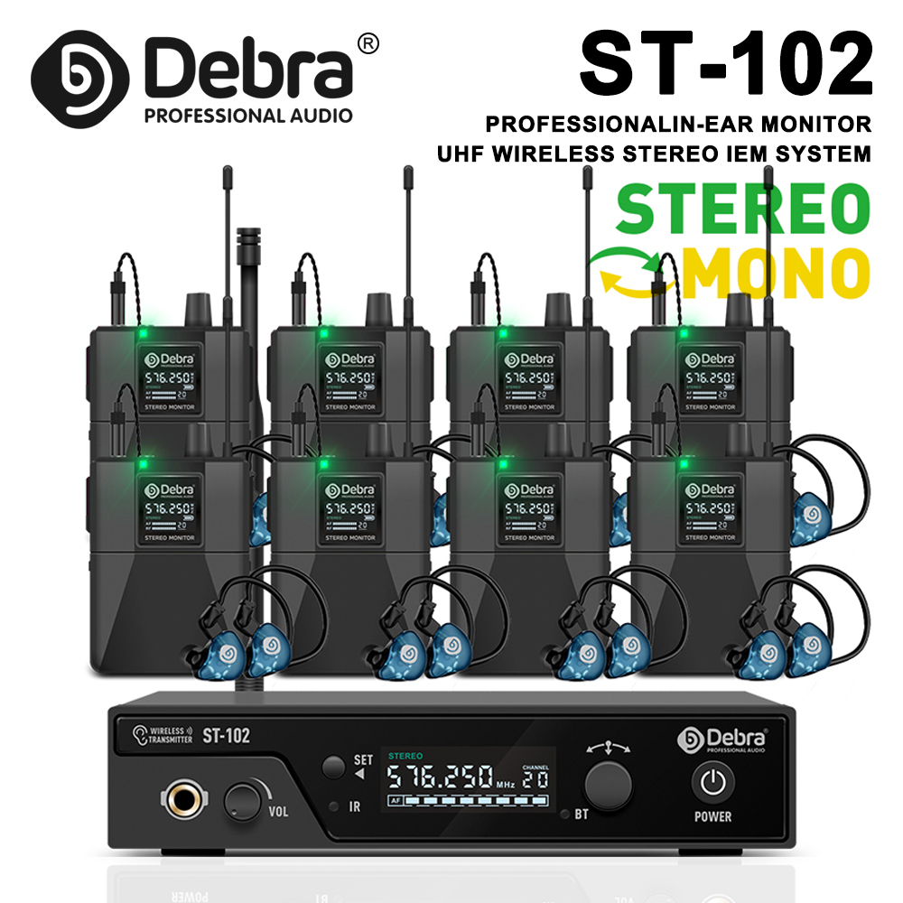 In Ear Monitor Iem - Debra ST-102 UHF IEM ステレオワイヤレスインイヤーモニターシステム 80-300m伝送距離