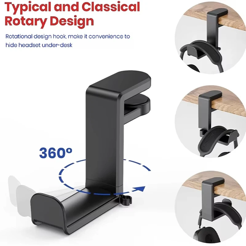 360 °   回転ヘッドフォンスタンドデスクトップヘッドセ - Headphone Stand Desk のレビューと価格