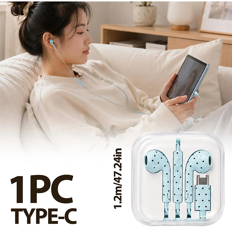 ポルカドットスターパターンのインイヤーイヤホン、Type-C - Usb C Earphone のレビューと価格