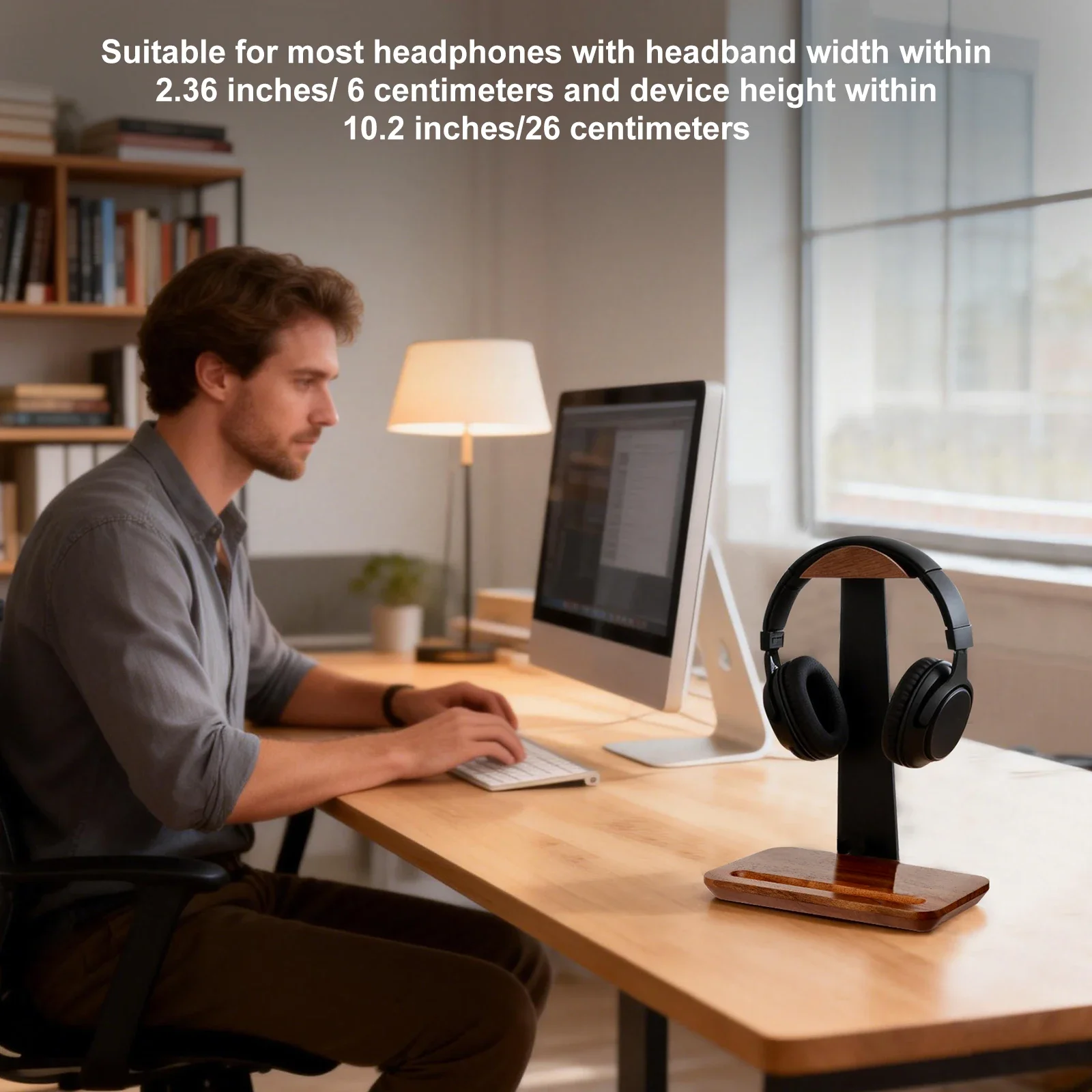 ユニバーサル木製ヘッドホンスタンド、収納ベース付き、滑り止め - Headphone Stand Desk のレビューと価格